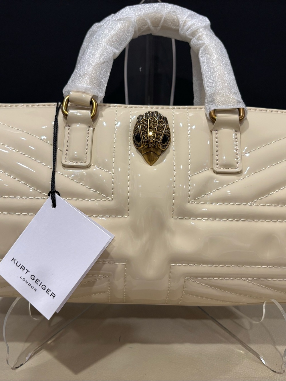 Kurt Geiger Bag Kensington White Leather UJ Barrel Moto Boho Chic Wedding Resort - Picture 2 of 7